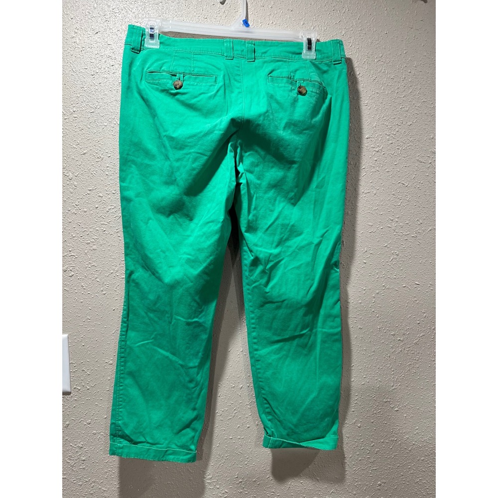 Old Navy Pixie Chino Pants Womens 10 Green Mid Rise Cropped Stretch Trousers - Picture 3 of 3